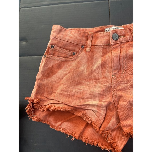 Free People Denim Cut Off Shorts Womens 26 Orange Excellent Frayed Boho - Picture 8 of 8